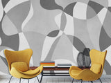 Beige Mural In Calm Tones Wall Print Peel And Stick Wallpaper Art Print "Chaotic Lines" For Bedroom, Living Room, Home Desing 🌀