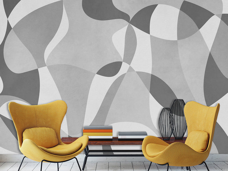 Beige Mural In Calm Tones Wall Print Peel And Stick Wallpaper Art Print "Chaotic Lines" For Bedroom, Living Room, Home Desing 🌀