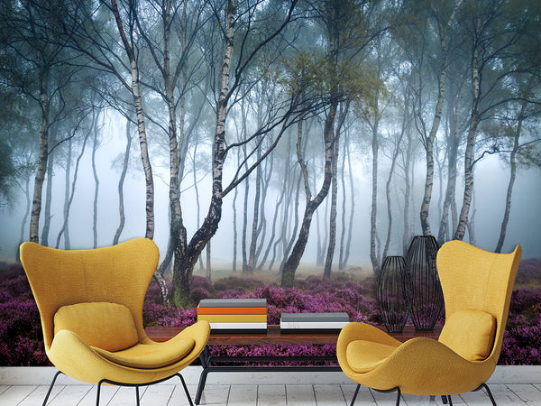 Peel and Stick Wallpaper with Fast Production for Bedroom & Living Room - Misty Birch Forest