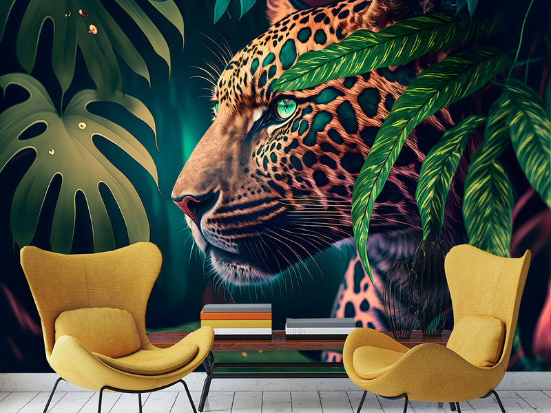 Modern Peel and Stick Photo Wallpaper for Living Room or Bedroom – "Jaguar" Wall Print