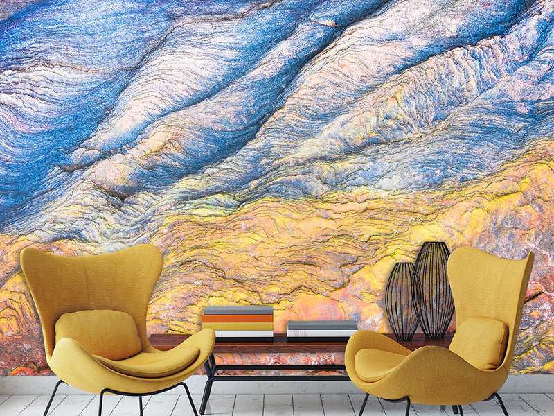 Self-Adhesive Wallpaper Mural – Abstract Art Print "Union of Yellow and Blue"