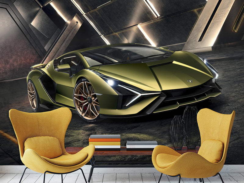 Peel and stick Wall Mural Inspired by LAMBORGHINI – Bold Wallpaper for Room, Garage or Gym