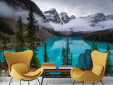 Full Wall Traditional Wallpaper "Forest And Blue Lake" – Nature Wall Mural Design For Bedroom Or Lounge