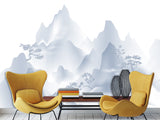 Peel & Stick Mural For Full Wall Minimalist Japanese Mountain Landscape Mural for Home Desing