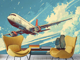 Peel and Stick Mural All Wall Eco-Friendly Materials For Living Room, Office "Airplane In The Blue Sky"