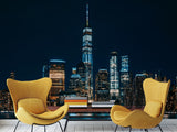 Modern Non-Woven 3D Wallpaper Mural for Bedroom – "Bright City Lights" (Perfect Above the Bed)