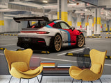 Non-Woven Wallpaper Mural Full Wall Mural – Porsche GT3 RS Sports Car Wallpaper For Gym Or Office Decor