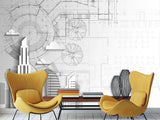 Traditional wallpaper wall art “City drawing" Wallpaper for Bedroom or Living Room