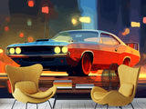 Full-Size Traditional Wallpaper Mural Car Comic Style Wallpaper – Cartoon Car Print For Living Room Or Bedroom