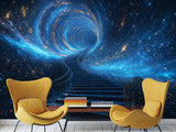 Incredible Wallpaper Sci-Fi Motif For Living Room, Hall Self-Adhesive Wallpaper For Entire Wall "Stairway To Another Dimension" 🚀
