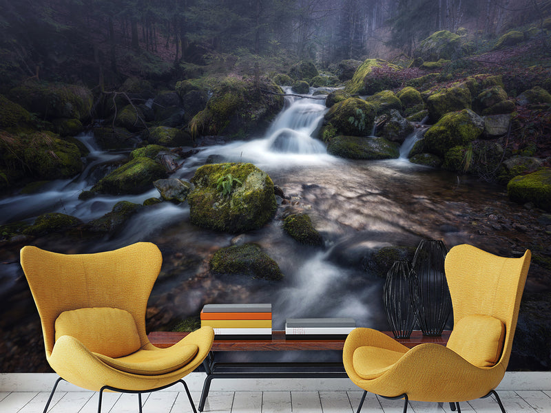 Peel and Stick Oracal film, Wall Mural wallpaper for the house “Mountain Waterfall”