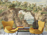 Non-Woven Art Wallpaper – “A Rocky Arch by a Stream” by Gherardo Cibo – Wall Mural for Living Room, Bedroom & Office