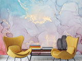 Self-Adhesive Wallpaper Abstract for Modern Interiors – Colorful Flow with Golden Accents