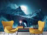 Full-Size Traditional Wallpaper Mural For Bedroom Or Living Room - Print Polar Express In Mountain Tunnel