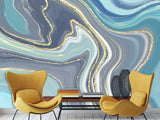 Abstract self-adhesive wallpapers for creating an art space, for office, living room "Gold and Blue Flow"