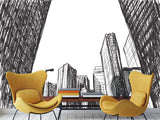 Graphic Print Peel and Stick 3D Mural "Painted city", Beautiful in the Hall, Office, Work Area
