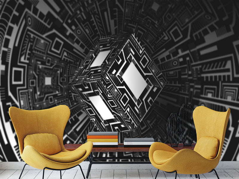 Stylish Design Non-Woven Wallpaper For Office, Hall, Living Room "Cube" 🔲