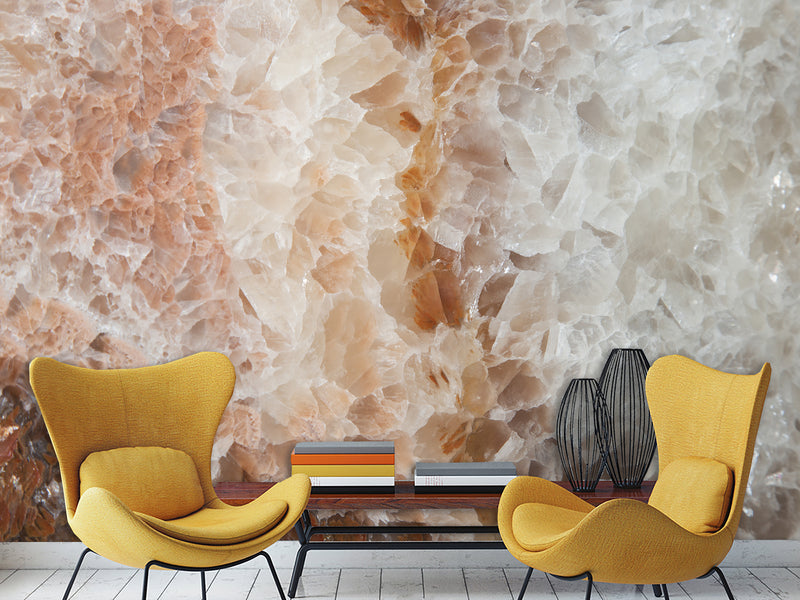Abstract Composition Peel and Stick Mural Art Design "Beige Crystals" For Hall Living Room Decoration