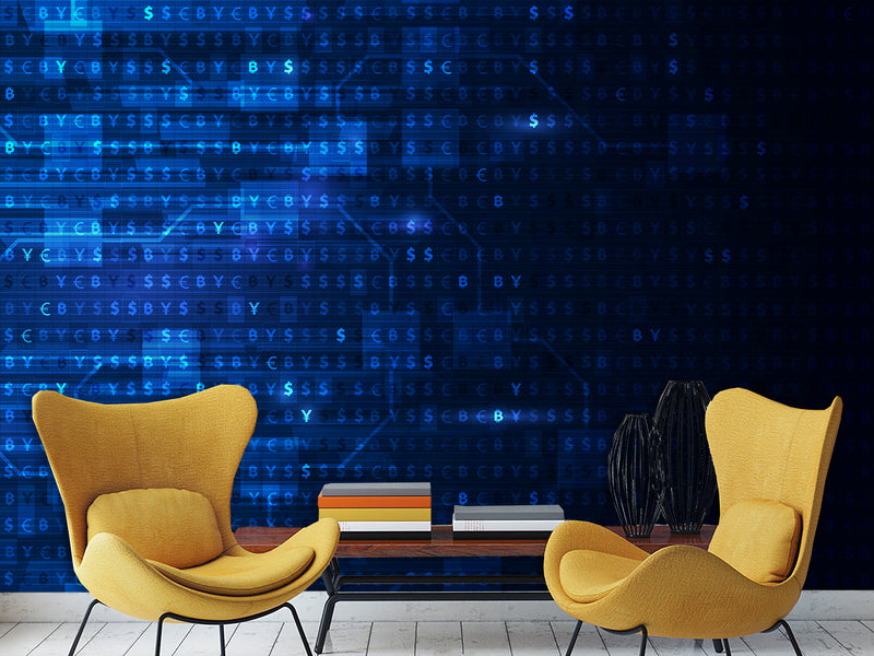 Bold Design For Office, Gaming Room Peel And Stick Wallpaper Full Wall Art Print For Home "Cryptocurrency Matrix" 💻