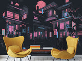 Neon City At Night – Modern Traditional Wall Mural For Interior Design 🌃