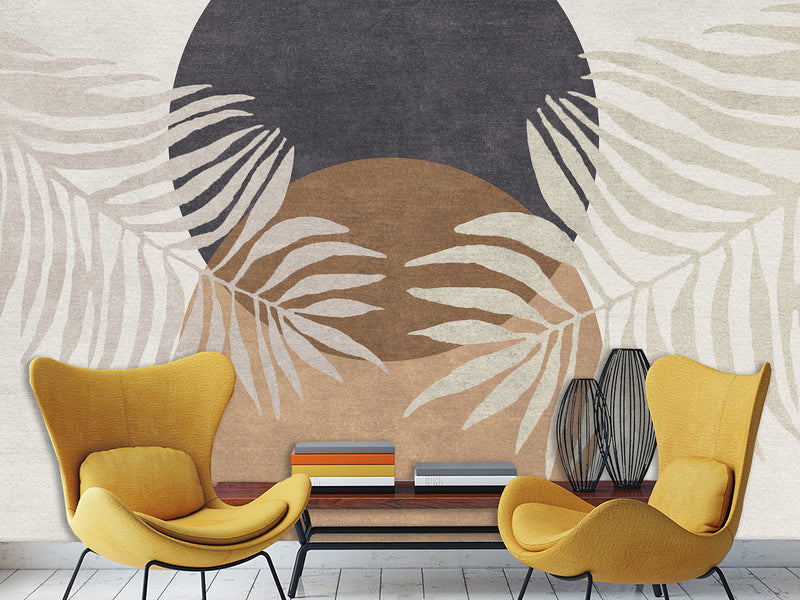 Natural Print Full Wall Vinyl Wallpaper Pell and Stick "Tropical Leaves" Desing For Office Bedroom Living Room🌿