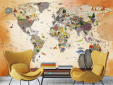 Peel and Stick Vinyl children's world map “Interesting journey” for the children's room