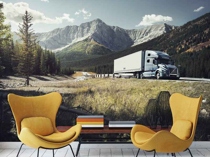 Peel and Stik Wallpaper Volvo On Mountain Road – 3D Wall Art For Bedroom, Kitchen And Living Room