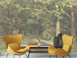 Non-Woven Photo Wallpaper, Vintage Nature-Inspired Wallpaper – "Green Forest" for Living Room
