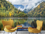 Stylish Modern Non-Woven Wallpaper 'Mountain Lake Serenity' – Wall Mural for Bedroom or Living Room