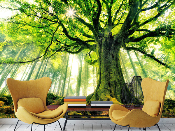 Modern Non-Woven Wallpaper "Tree of Life" — Art Design for a Cozy Living Room or Bedroom