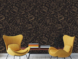 Themed Vinyl Wallpaper Peel and Stick Mural for Coffee Lovers, Perfect for Kitchen, Cafés, Dining Room, Office 'Coffee Art' ☕