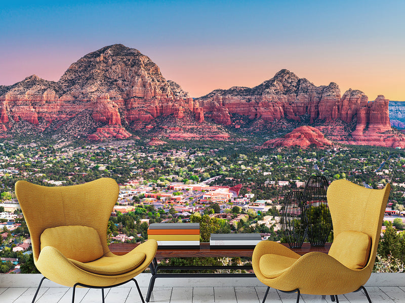 Full-Wall Peel and Stick Wallpaper with "Capitol Butte, Sedona" Design — Stylish Home Wall Mural