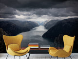 Non-Woven Mural Nature-Inspired Fjord Wallpaper – Scenic Wall Mural For Bedroom Or Living Room