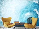 Abstract Self-Adhesive Wallpaper For Lounge Area, Relaxation, Bedroom 'Pastel Blue Wave Shape' Full-Wall 🌊