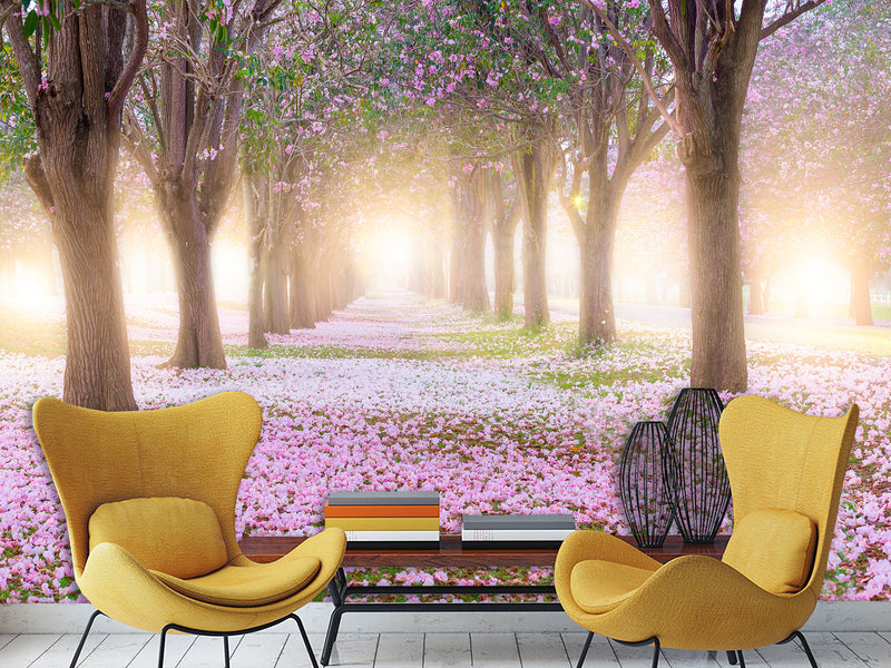 Peel and Stick Made In-House Print For Living Room, Lounge Area "Blooming Trees"
