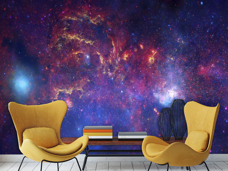 Peel & Stick Print Purple Nebula – Full Wall Wallpaper Mural For Living Room Or Bedroom