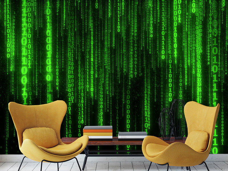 Wall mural Peel and Stick Vinyl “Matrix code" Wallpaper for For Home decor, Bedroom, Playroom