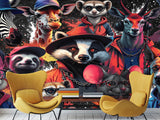 In Animalism Style Traditional Full Wall Wallpapers "Colorful Animals" For Office, Hall