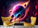 Self-Adhesive Vinyl Wallpaper Print for Office or Bedroom Planetary Dance in the Galaxy Peel & Stick Mural