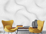 Black and White Self-Adhesive Wallpaper for Living Room and Office "Spiral Abstraction" for Futuristic Design