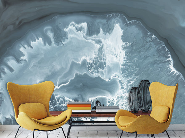 Abstract Composition For Office Peel and Stick Mural 'Abstract Vision Of Waves In Cave' Full-Wall Design Suitable For Living Room, Bedroom 🌊
