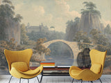 Peel and Stick Wall Mural – John Warwick Smith – River Landscape with a Single Arched Bridge – Full Wall Art for Home Interior