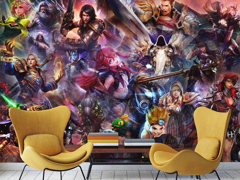 Non-Toxic, Child-Safe Traditional Wall Mural – "Heroes with Magical Powers" Anime Theme for Bedroom or Office
