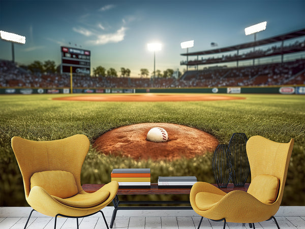 Sport Print Self-Adhesive Wall Murals Full Wall Sports Theme For Office, Hall, Gym "Baseball Field"