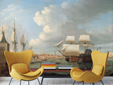 Vintage High-Quality Self-Adhesive Wall Murals for Living Room, Bedroom, and Home Office, In-House Production, Vintage Style "Sailing Era Sea Port"
