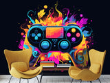 Self-Adhesive Eco-Friendly Wallpaper for Bedroom, Kids’ Room, or Playroom – "Colorful Gamepad"