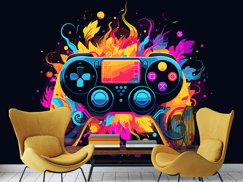 Self-Adhesive Eco-Friendly Wallpaper for Bedroom, Kids’ Room, or Playroom – "Colorful Gamepad"