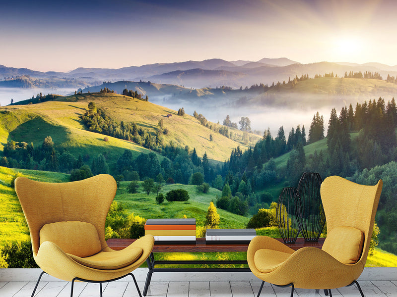 Self-Adhesive Eco Wallpaper For Bedroom, Living Room "Beauty Of The Carpathian Mountains"
