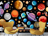 Self-Adhesive Full-Wall Wallpaper, In-House Production — Wall Mural For Living Room Or Kids’ Room “Vibrant Planets”.