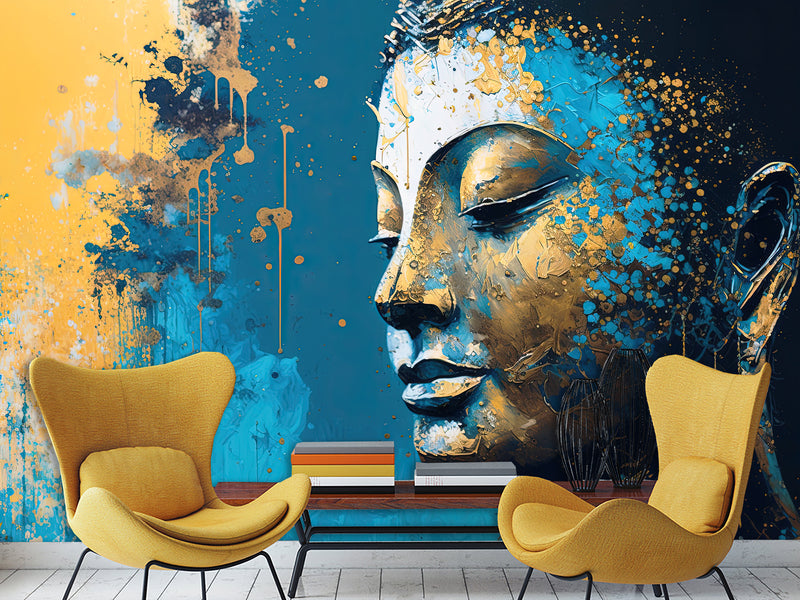 Wall Print Non-Woven Wall Murals With Design Photo Wallpaper "Buddha" For Room, Bedroom, Living Room Decor